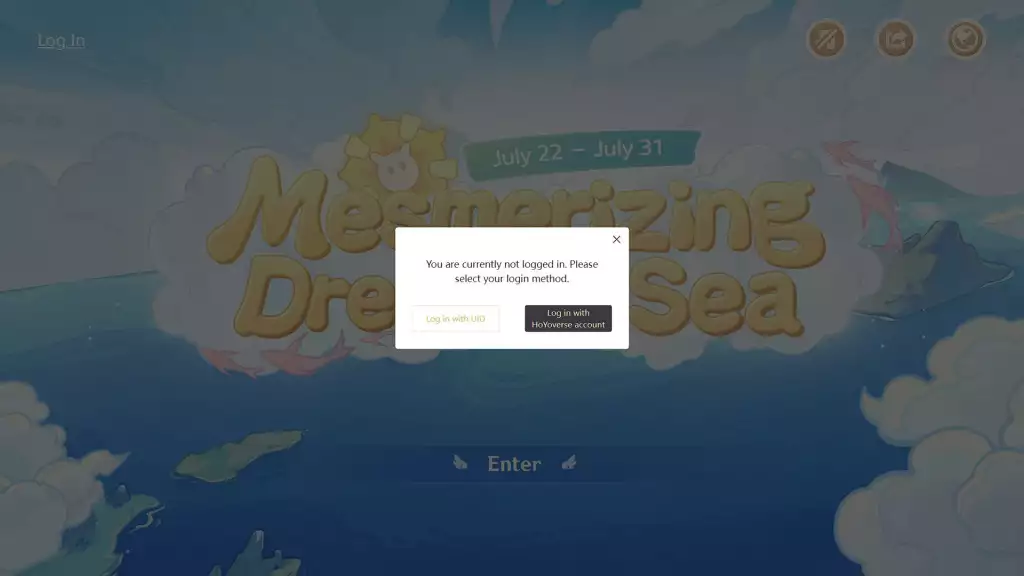 Dowód na efekt genshin zaczarowanie sieci wydarzenie sen na morzu Zarejestruj się na stronie wydarzenia na ekranie konta Hoyovere