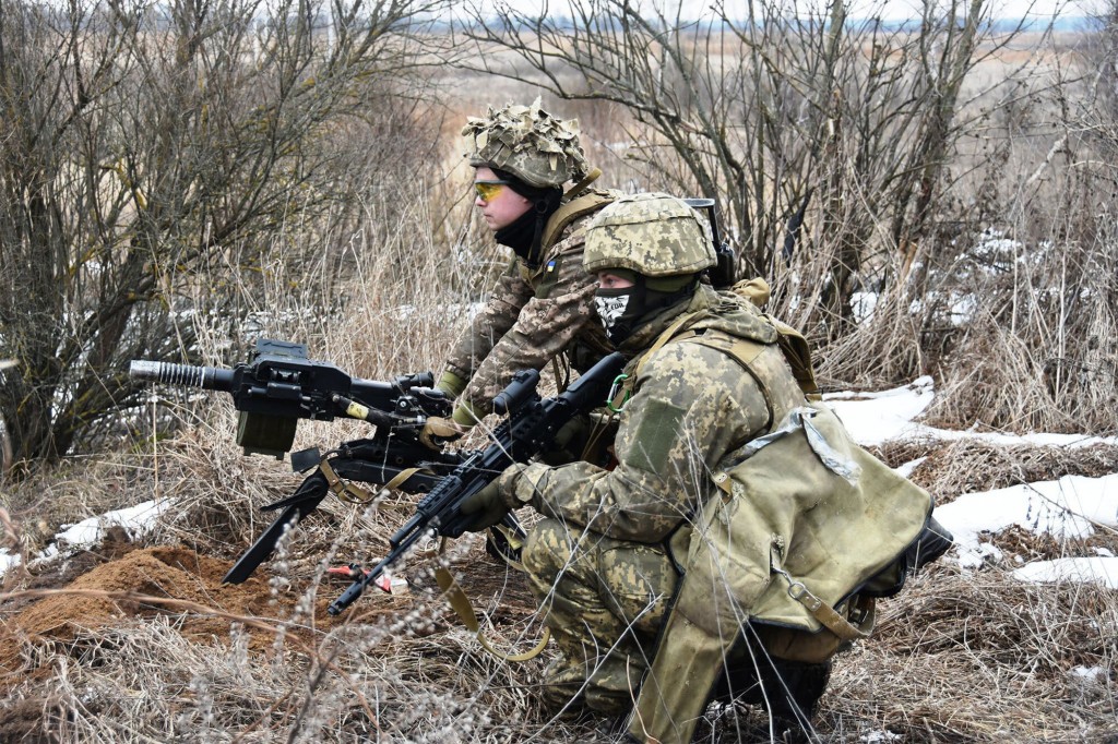 Ukraińscy żołnierze biorą udział w manewrach 18 lutego.
