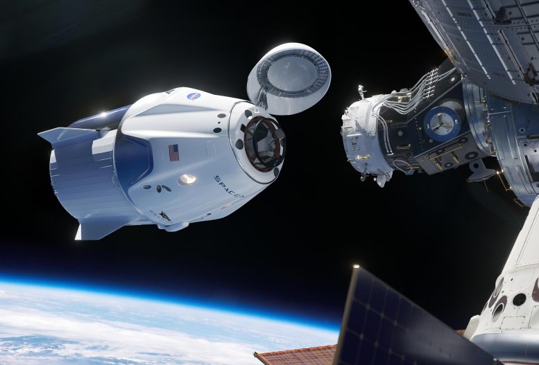Statek kosmiczny SpaceX Crew Dragon zbliża się do Międzynarodowej Stacji Kosmicznej