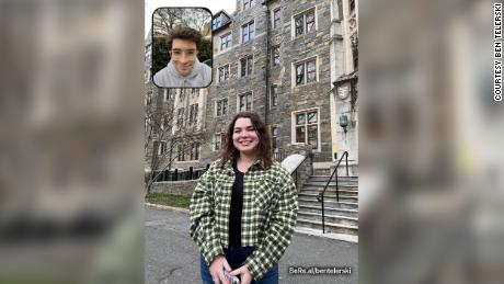 Ben Teleski i Alexandra Henn na zdjęciu z jego aplikacji BeReal.  Aplikacja robi podwójne zdjęcie, które pokazuje użytkownikowi selfie i to, co znajduje się przed nim.