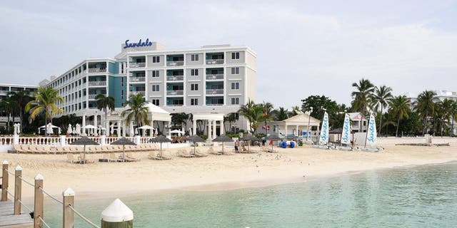 Widok na Sandals Royal Bahamian Spa Resort & Marine Island 15 czerwca 2018 r. w Nassau na Bahamach.