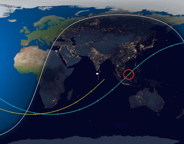 Powrót dużej chińskiej rakiety, którą zauważono nad wyspą Borneo - Lot kosmiczny teraz