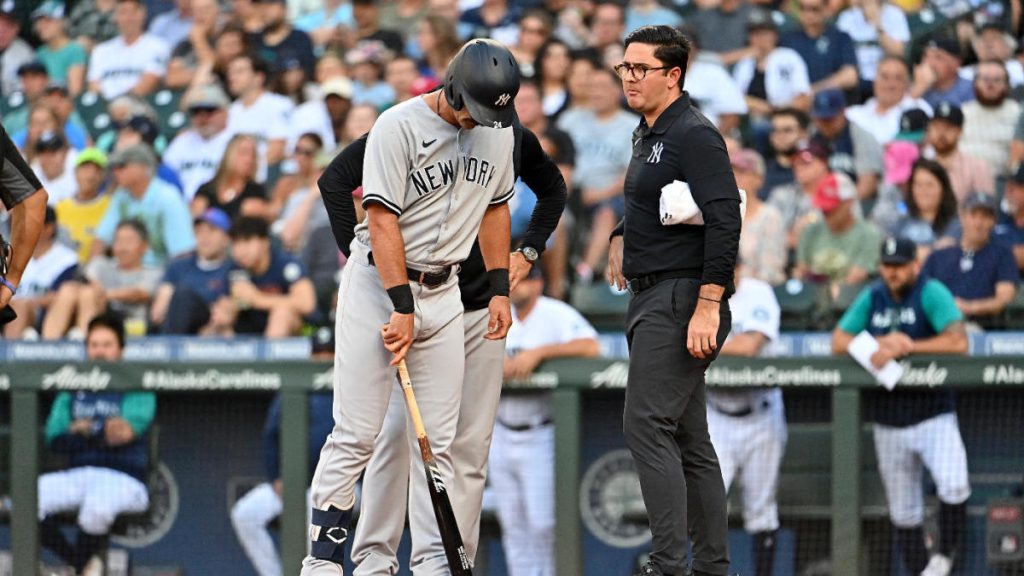 Uraz Matta Carpentera: Yankees Slugger złamana stopa od niewłaściwej piłki przeciwko marynarzom