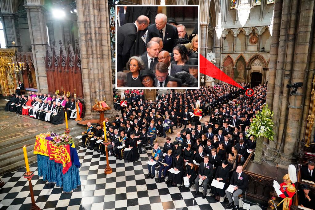 Biden siedzi 14 rzędów na pogrzebie królowej Elżbiety